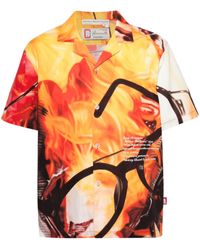 Advisory Board Crystals - Orange And Red Glasses And Fire Print Short-sleeved Shirt - Lyst