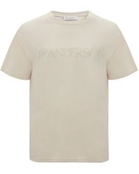 JW Anderson - Neutral Logo-embroidered Cotton T-shirt - Lyst