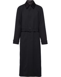 Prada - Belted Wool Trench Coat - Lyst