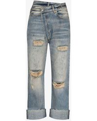 R13 Distressed Jeans With Skirt Overlay in Green | Lyst