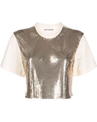Rabanne - Chainmail-panel Cropped T-shirt - Lyst
