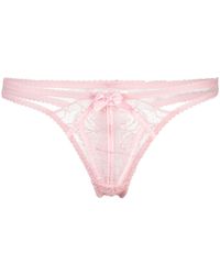 Agent Provocateur - Rozlyn Bow-detail Sheer-lace Thong - Lyst