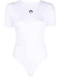 Marine Serre - Logo-print Organic-cotton Bodysuit - Lyst