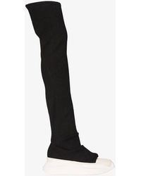 Rick Owens DRKSHDW Black Abstract Stockings Thigh-high Boots