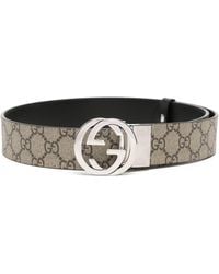 Gucci - Neutral Interlocking G-buckle Reversible Belt - Men's - Canvas/leather/polyurethane Resin - Lyst