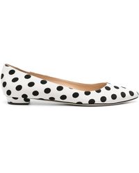 Manolo Blahnik Campari Polka-Dot Flocked Mesh Mary Jane Point-toe Flats - Women - Black Flat Shoes - IT42
