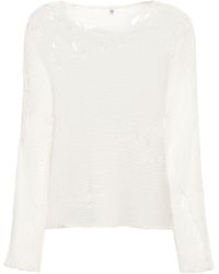 R13 - White Boyfriend Distressed Sweater - Women's - Linen/flax/nylon/cotton - Lyst
