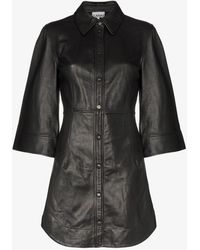 ganni leather mini dress