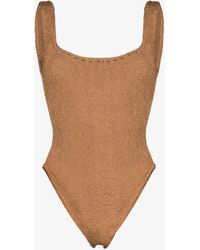 Hunza G - Square-neck Crinkle-effect Swimsuit - Lyst
