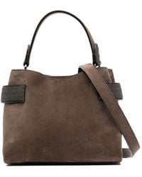 Brunello Cucinelli - Monili-embellished Suede Shoulder Bag - Women's - Metal/calf Suede/calf Leather - Lyst