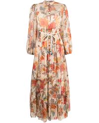 Zimmermann - Ginger Floral-print Silk Midi Dress - Lyst