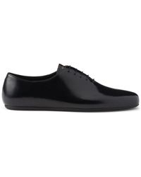 Prada - Logo-Print Leather Oxford Shoes - Lyst