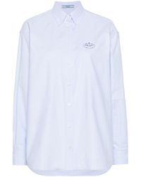 Prada - Logo Embroidered Cotton Shirt - Women's - Cotton - Lyst