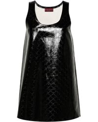 Gucci - gg-debossed Leather Mini Dress - Lyst
