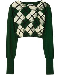 Burberry - Argyle-check Cropped Sweater - Lyst