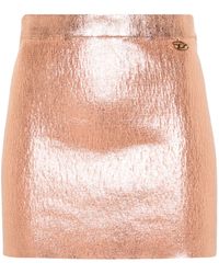 DIESEL - Foiled Cotton Mini Skirt - Women's - Cotton/elastane/nylon - Lyst