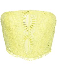Charo Ruiz - Green Sting Broderie Anglaise Corset Top - Lyst
