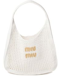 Miu Miu - Logo Crochet Tote Bag - Women's - Fabric - Lyst