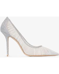 Jimmy Choo Ivory Love 100 Glitter Leather Court Shoes - Black