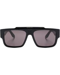 Gucci - Black gg Supreme Rectangle-frame Sunglasses - Unisex - Acetate - Lyst