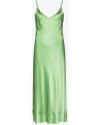Lee Mathews Stella Silk Slip Dress - Green