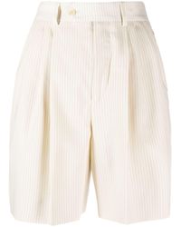 Celine - Neutral Striped Wool Shorts - Lyst