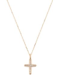 Adina Reyter - 14k Yellow Cross Diamond Necklace - Women's - 14kt Yellow /diamond - Lyst