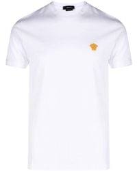 Versace - Medusa-embroidered Cotton T-shirt - Lyst