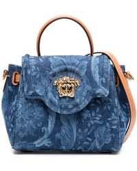 Versace - La Medusa Small Barocco Denim Handbag - Lyst