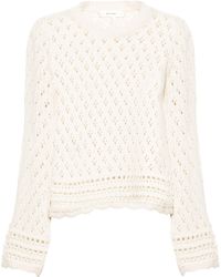 FRAME - Neutral Crochet-knit Sweater - Women's - Cotton/silk - Lyst