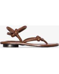 OSOI Tie Choker Leather Sandals - Brown