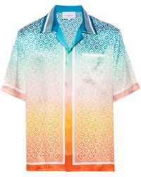 Casablancabrand - Multicolour Diamond Monogram Silk Short-sleeved Shirt - Lyst