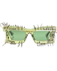 Kuboraum - Piercing-detail Rectangular-frame Sunglasses - Lyst