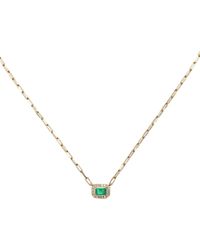 SHAY - 18k Yellow Halo Mini Deco Diamond And Emerald Necklace - Women's - 18kt Yellow - Lyst