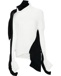 Issey Miyake - White Aerate Asymmetric Ribbed Sweater - Women's - Polyester/triacetate - Lyst