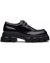 Prada - Moonlith Brushed Leather Lace-up Shoes - Lyst