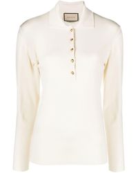 Gucci - Neutral Knitted Cashmere Polo Top - Lyst