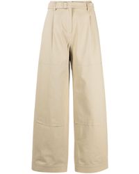 Low Classic - Neutral Wide-leg Cotton Trousers - Lyst