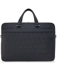 Ferragamo - Monogram Embossed Leather Briefcase - Lyst