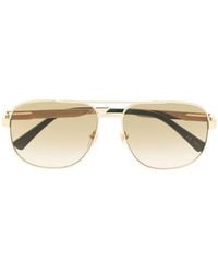 Gucci - Logo-engrave Pilot-frame Sunglasses - Lyst