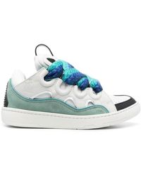 Lanvin White Curb Leather Sneakers - Women's - Calf Leather/fabric/rubber - Blue