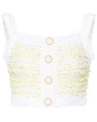 Balmain - Yellow Button-up Tweed Top - Women's - Polyester/cotton/polyamide/polyamidecotton - Lyst