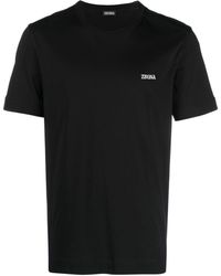 ZEGNA - Logo-embroidered Cotton T-shirt - Men's - Cotton - Lyst