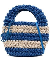 JW Anderson - Popcorn Basket Striped Tote Bag - Unisex - Cotton/calfskin/polyurethane - Lyst