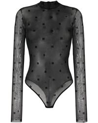 Givenchy - Logo-print Mesh Bodysuit - Lyst