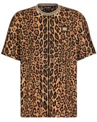 Dolce & Gabbana - Leopard Print T-Shirt With - Lyst