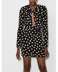 Saint Laurent - Polka Dot Cut-out Mini Dress - Women's - Silk/viscose - Lyst