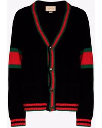 Gucci Web-striped Cable-knit Wool Cardigan in Natural for Men - Lyst
