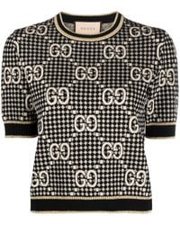 Gucci - GG-monogram Jacquard Short-sleeve Top - Lyst