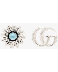 Gucci - Double G Flower Stud Earrings - Women's - Topaz/sterling Silver - Lyst